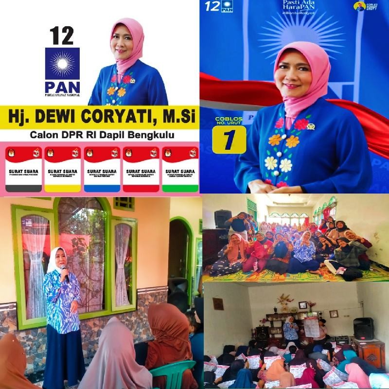 Ayo....Ke TPS...Coblos Partai PAN Caleg DPR RI Nomor Urut 1, Hj. Dwi Coryati, M.Si